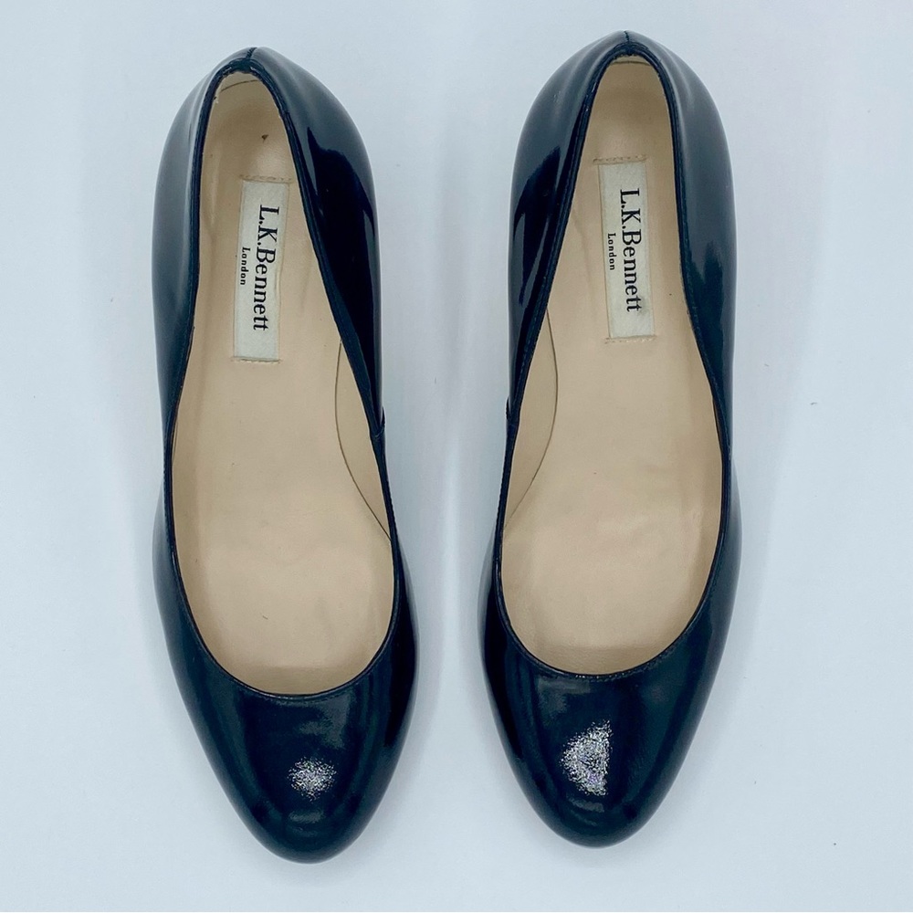L.K. Bennett Black Patent Leather Platform Pump Court Shoe Size 36.5 / US 5.5 - Picture 2 of 16